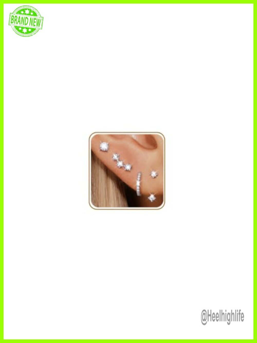4 Pairs Moissanite Earrings 925 Sterling Silver Stud Huggie Hoop Set